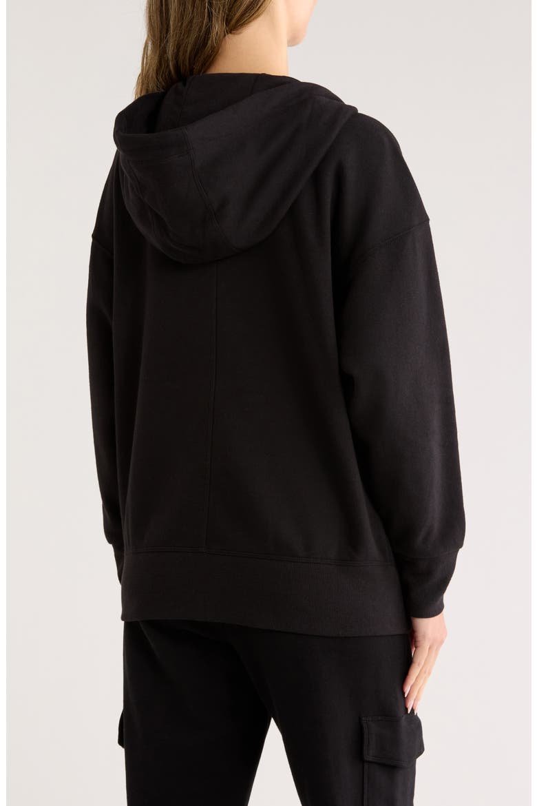 Oversize Fleece Full-Zip Hoodie, Alternate, color, BLACK