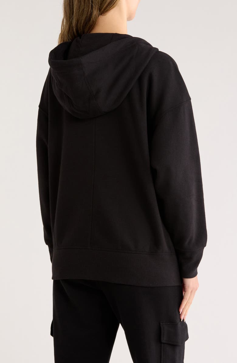 DKNY Oversize Fleece Full-Zip Hoodie, Alternate, color, Black