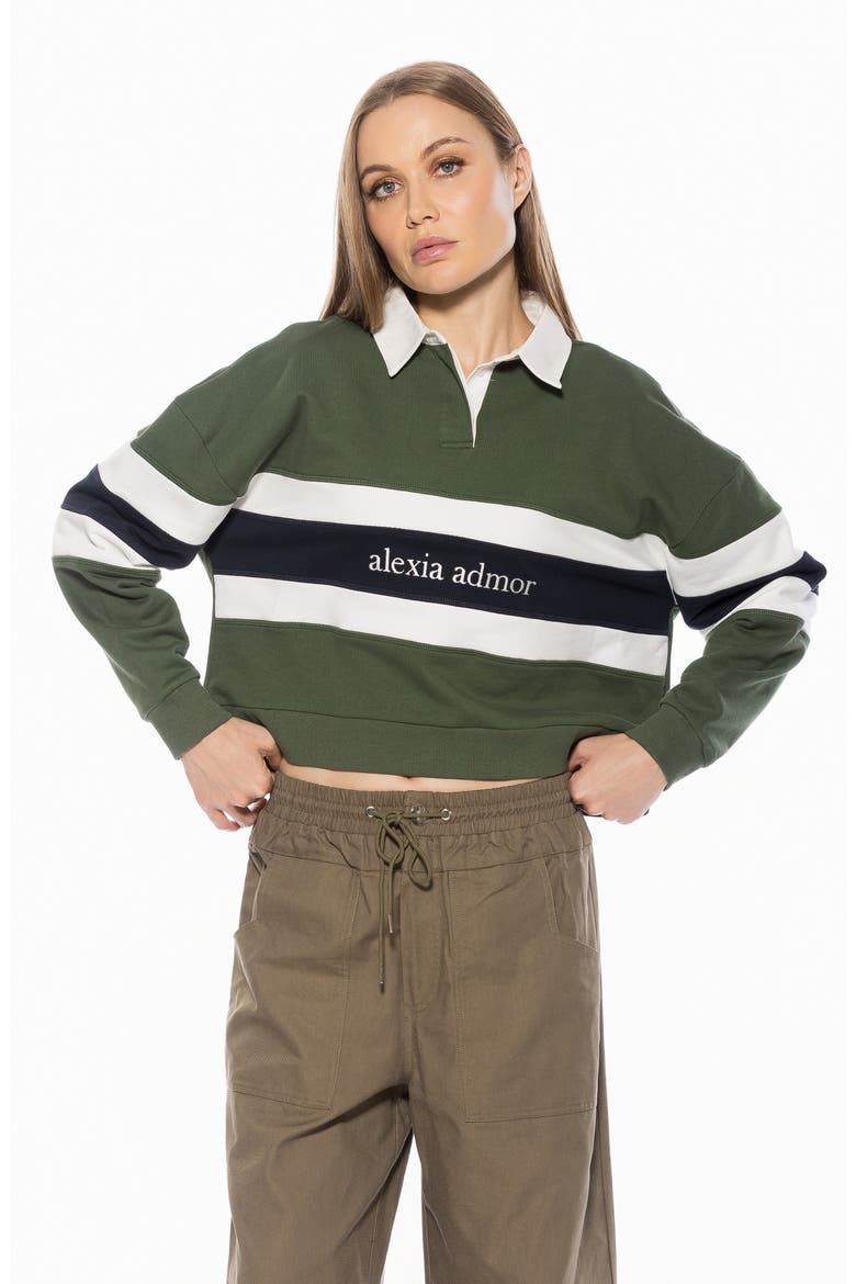 Lucian Branded Rugby Polo Sweatshirt, Alternate, color, SAGE MULTI
