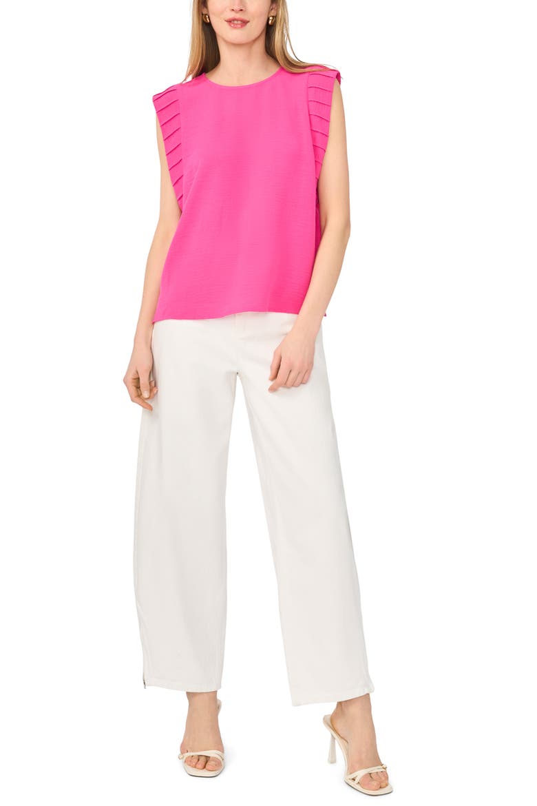 Pleat Sleeve Shell Top, Alternate, color, POMEGRANATE PINK