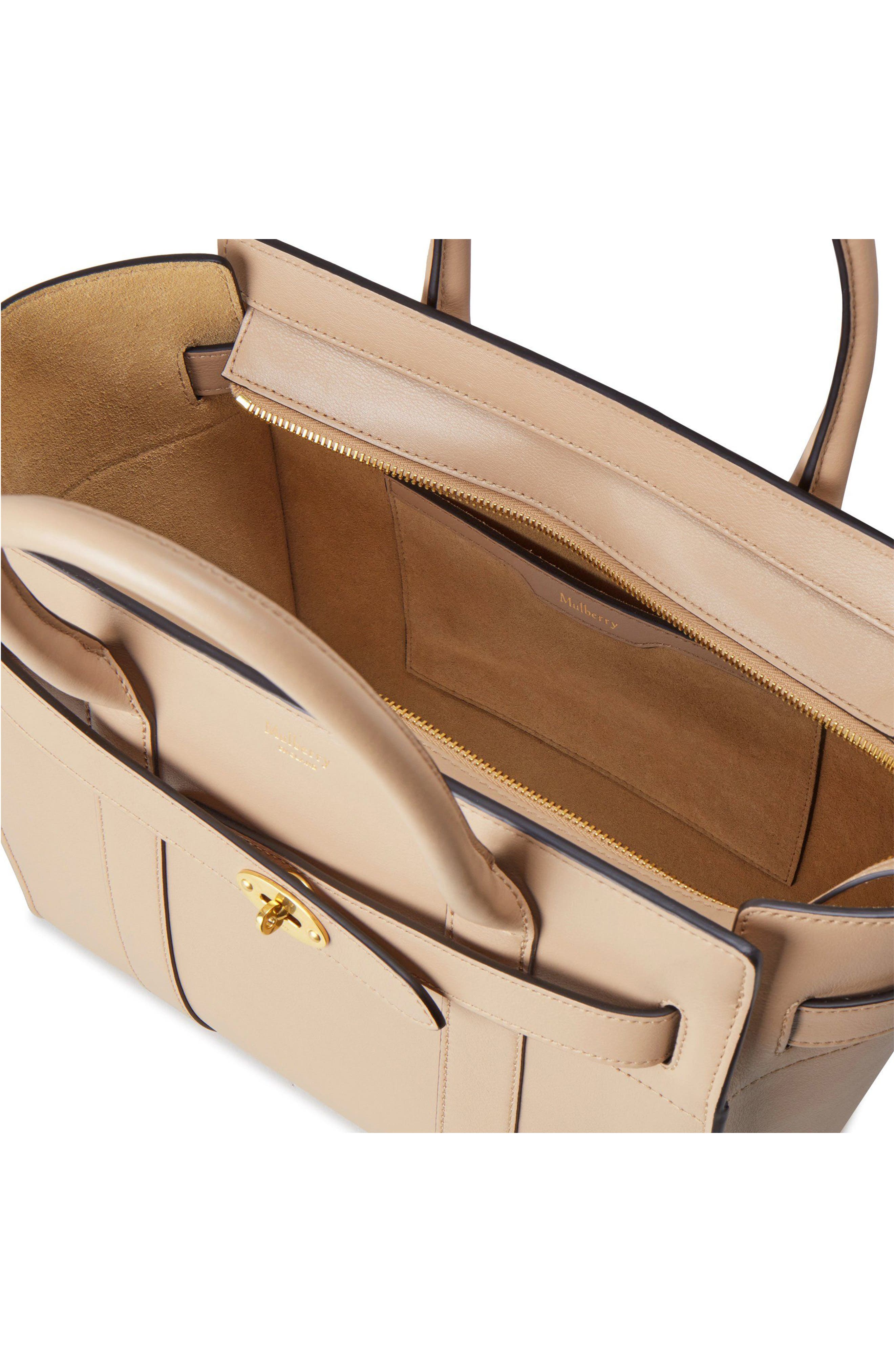 Mulberry Small Zipped Bayswater Leather Tote, Alternate, color, 