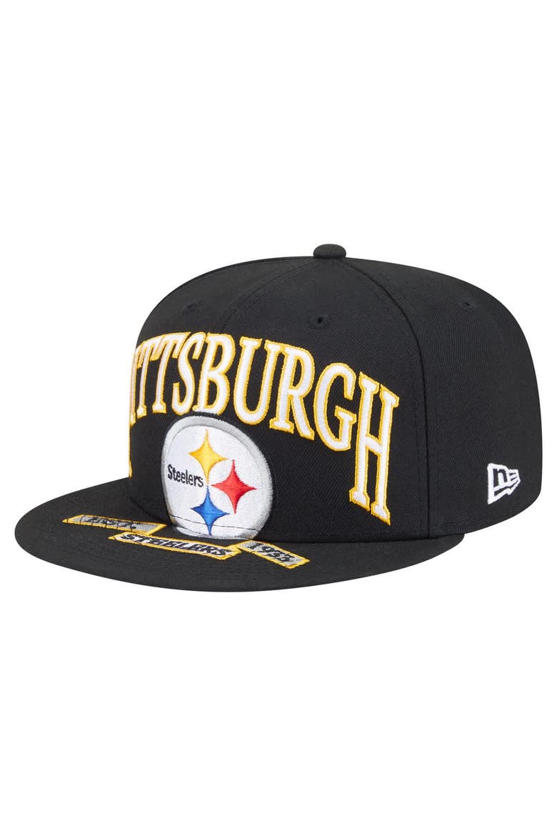 Men's New Era Black Pittsburgh Steelers  Oversized 59FIFTY Fitted Hat, Alternate, color, Black