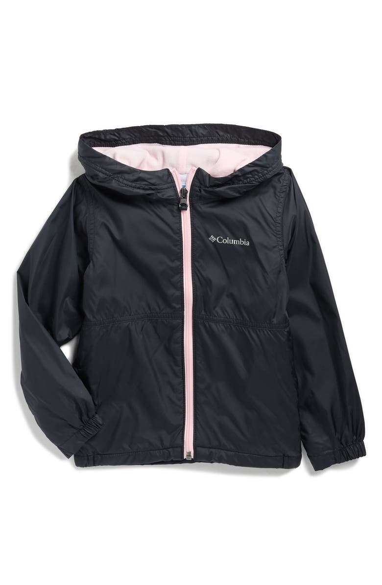 Columbia Kids' Center Ridge II Lined Windbreaker, Main, color, Black/ Satin Pink