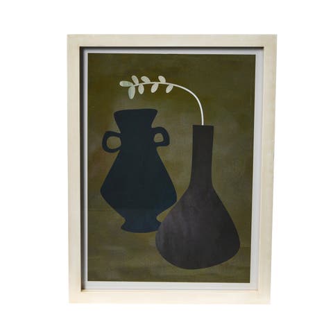 Wood Framed Glass Wall Décor with Modern Vase 
Florals, Multicolor