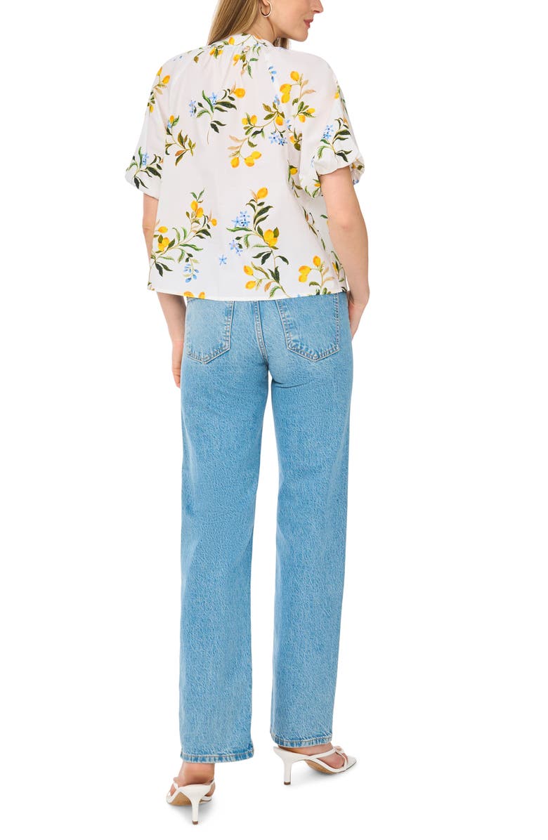 Ted Baker Print Cotton Top, Alternate, color, Ultra White