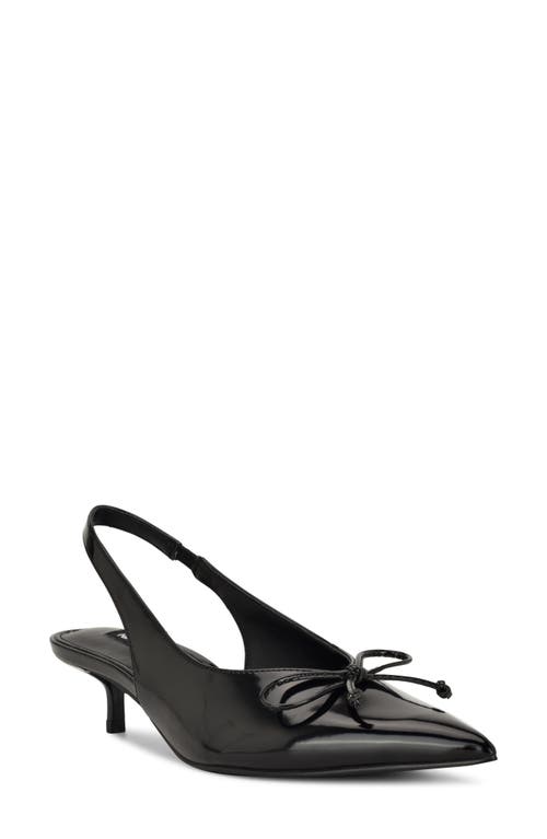 Nine West Evaa Slingback Pointed Toe Kitten Heel Pump In Black