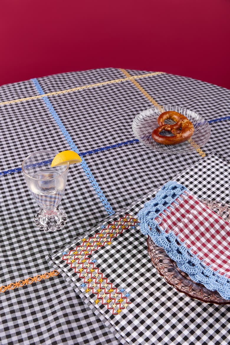 Cuadritos Cadena Multi Tablecloth, Alternate, color, Multi