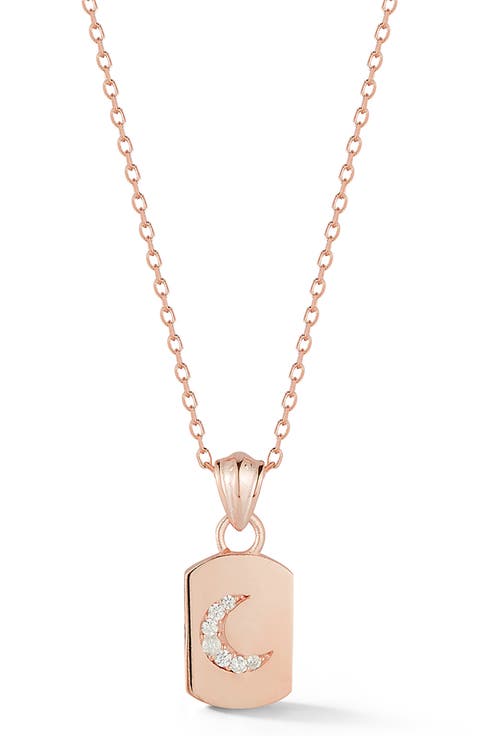 Crescent Moon Tag Pendant Necklace