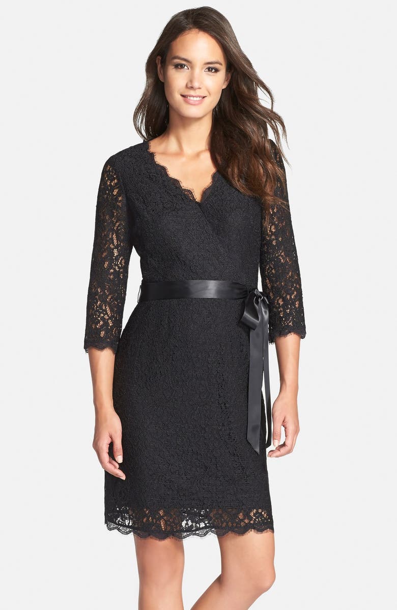 Adrianna Papell Wrap Lace Dress, Main, color,