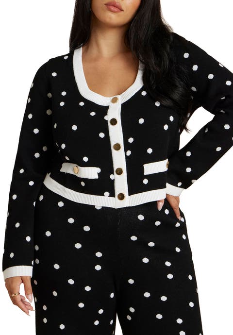 Cropped Intarsia Knit Jacket (Plus Available)