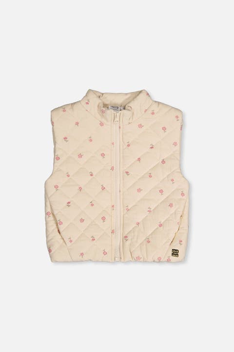Corduroy Quilted Zip Puffy Vest