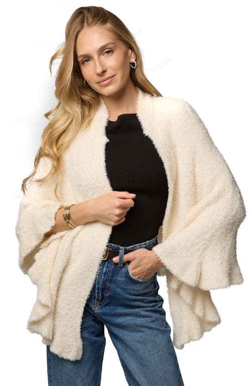 Saachi Plush Capelet Pomcho In White