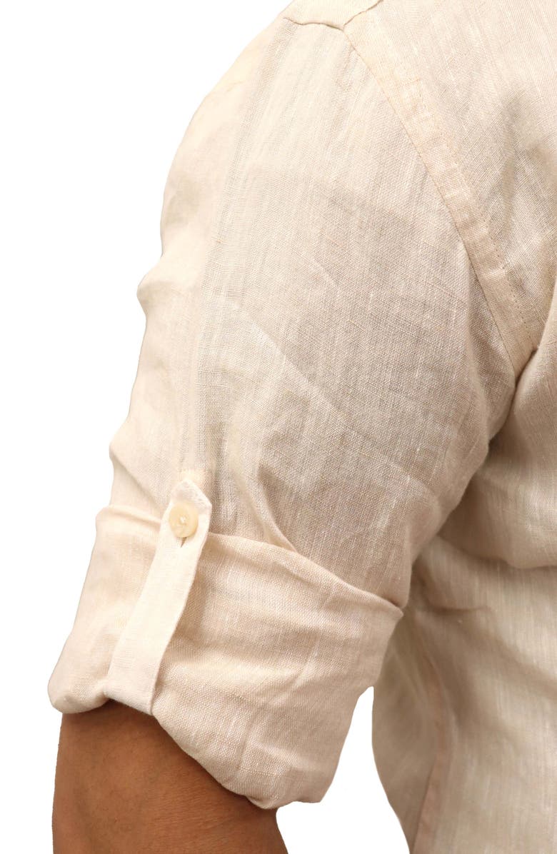 Lorenzo Uomo Solid Linen Trim Fit Dress Shirt, Alternate, color, 