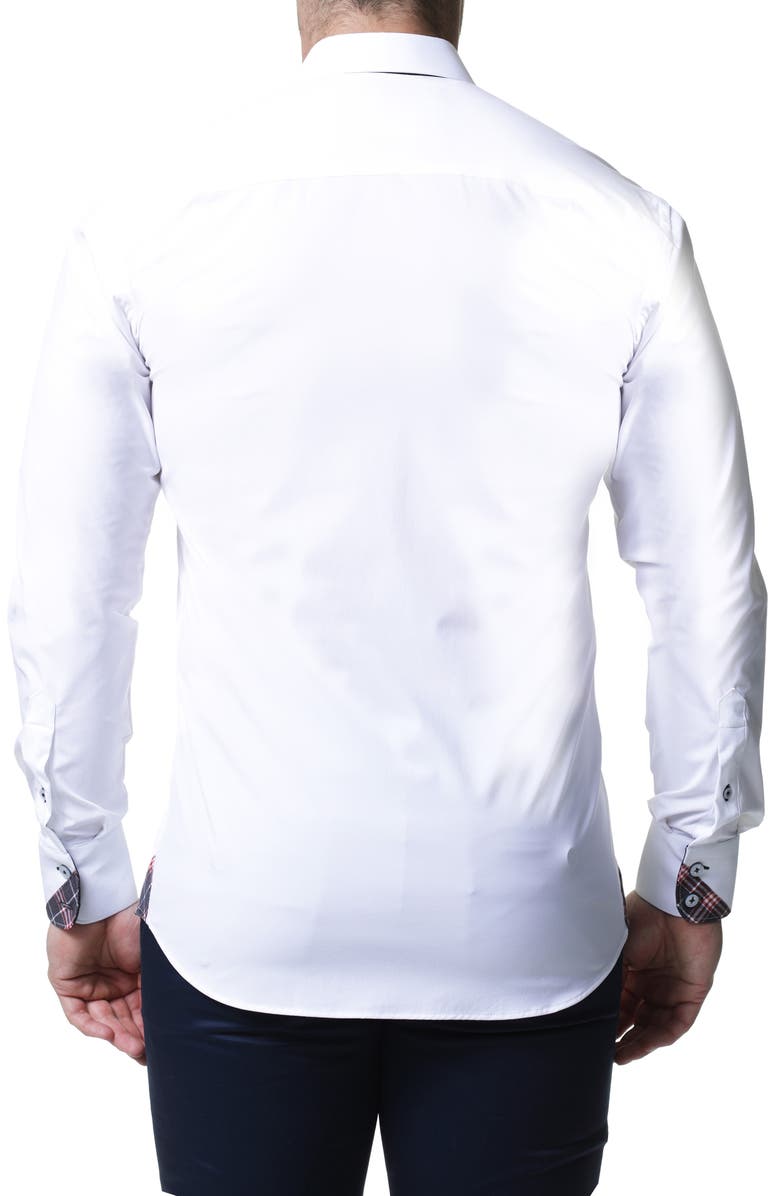 Maceoo Wall Street 4-Way Stretch White Check Performance Sport Shirt, Alternate, color, White