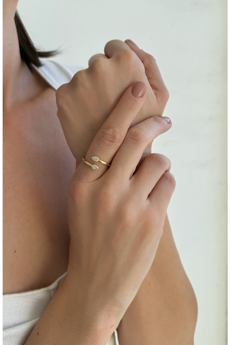 14K Gold Plated Cubic Zirconia Bypass Ring, Alternate, color, GOLD
