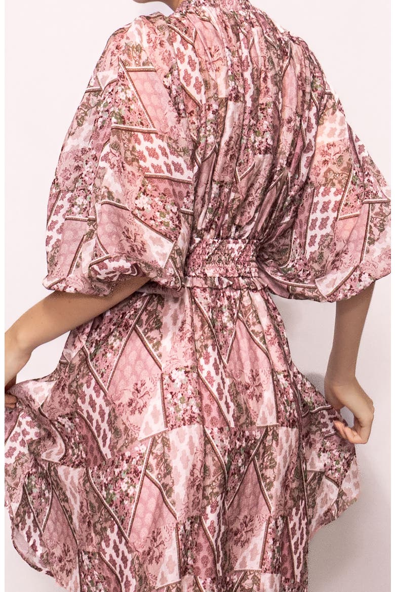 Printed Smocked Dress, Alternate, color, BLUSH SAGE MULTI