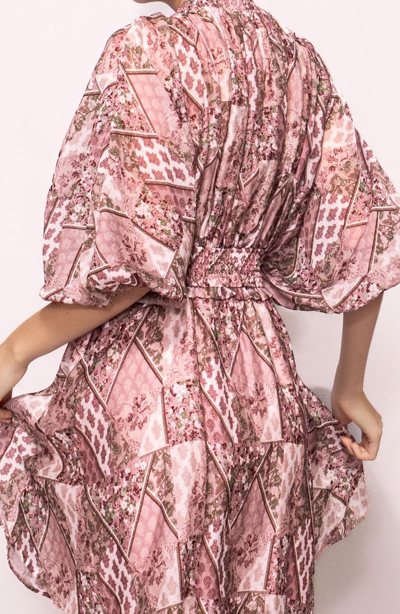 MELLODAY Printed Smocked Dress, Alternate, color, Blush Sage Multi