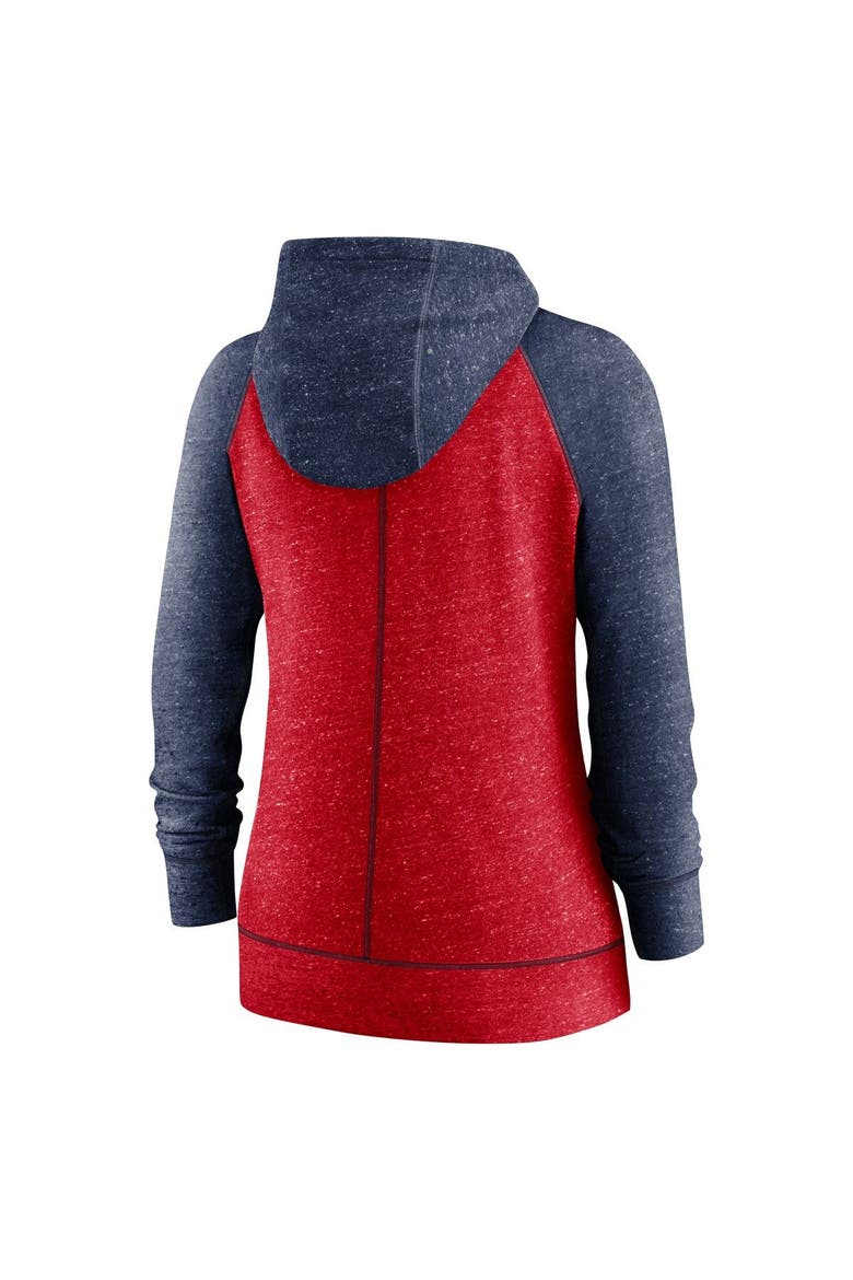 Women's Nike Heather Red/Heather Navy Minnesota Twins Split Wordmark Gym Vintage Raglan Lightweight Full-Zip Hoodie, Alternate, color, Red