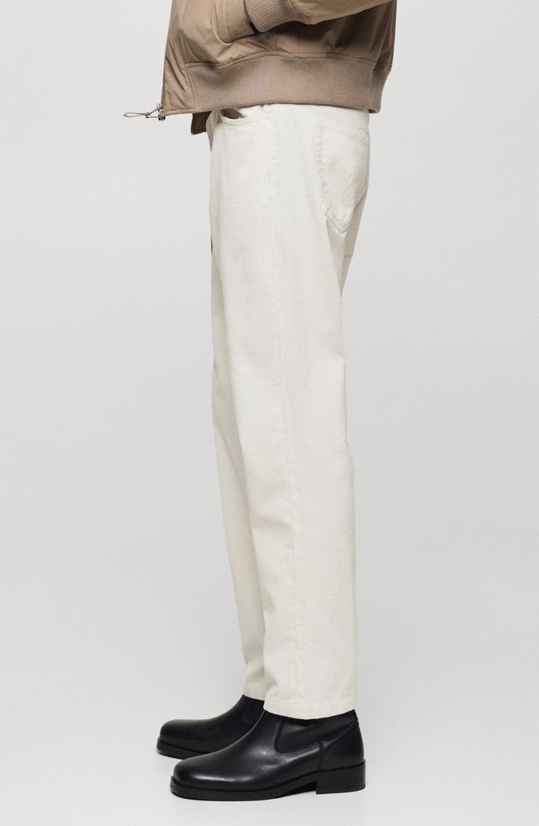 MANGO Regular Fit Straight Leg Corduroy Pants, Alternate, color, Off White