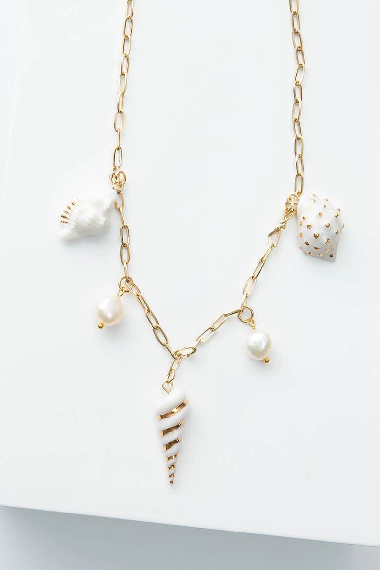 Shoreline Charm Necklace, Main, color, Gold