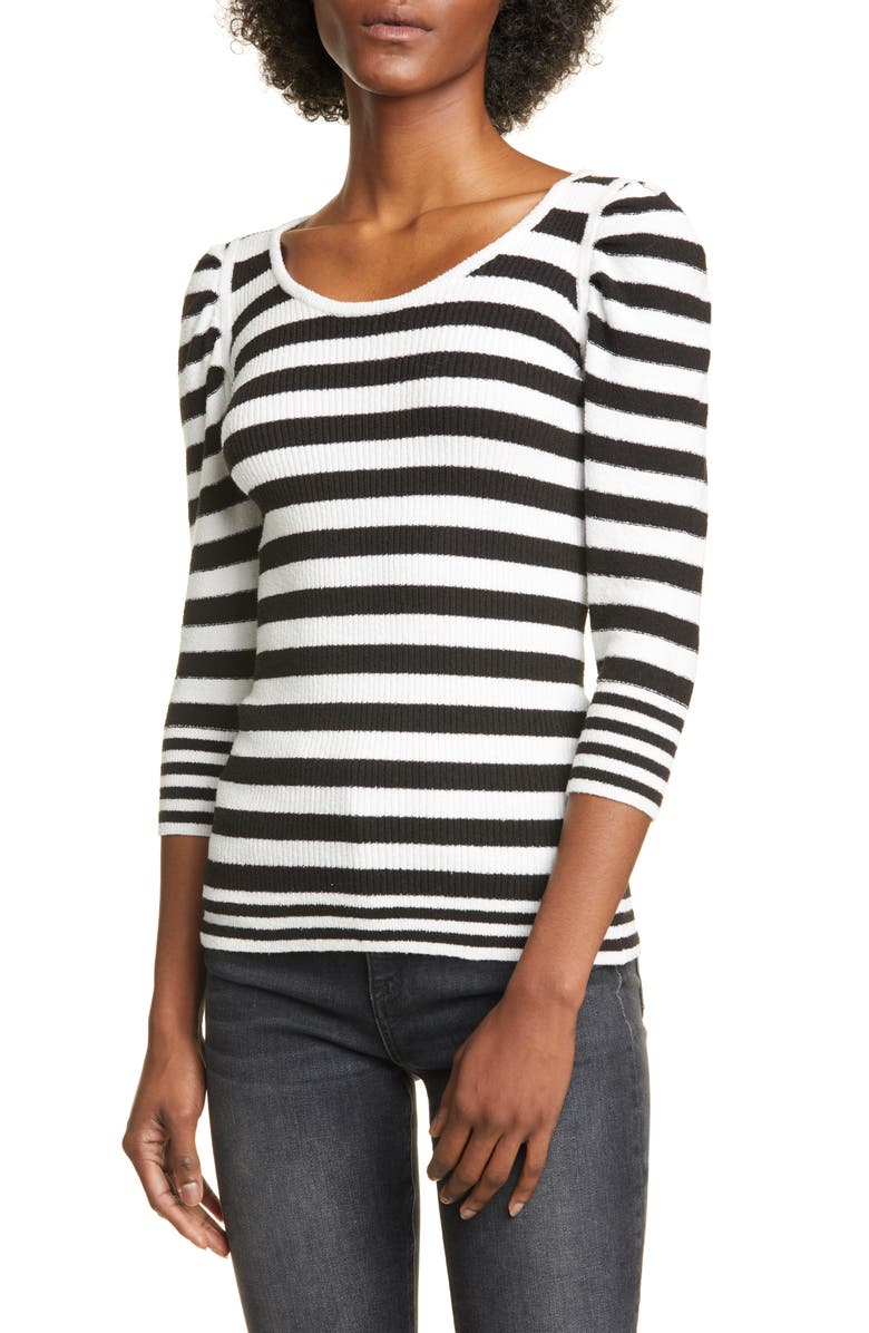 Smythe Puff Sleeve Stripe Cotton Blend Sweater, Main, color, 