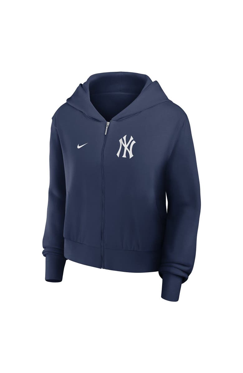 Nike Women's Nike Navy New York Yankees Cropped Chill Full-Zip Hoodie, Alternate, color, Navy