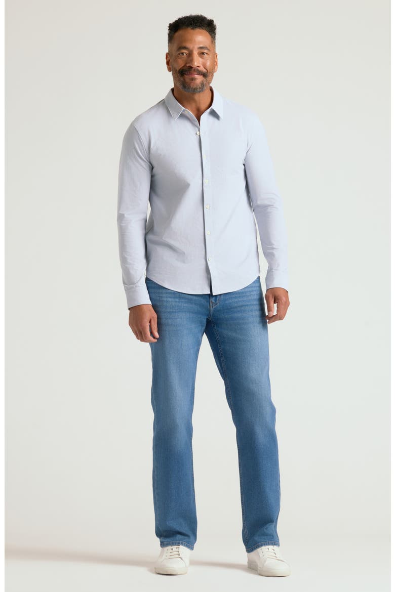 Stripe Stretch Oxford Performance Button-Up Shirt, Alternate, color, STEEL STRIPE