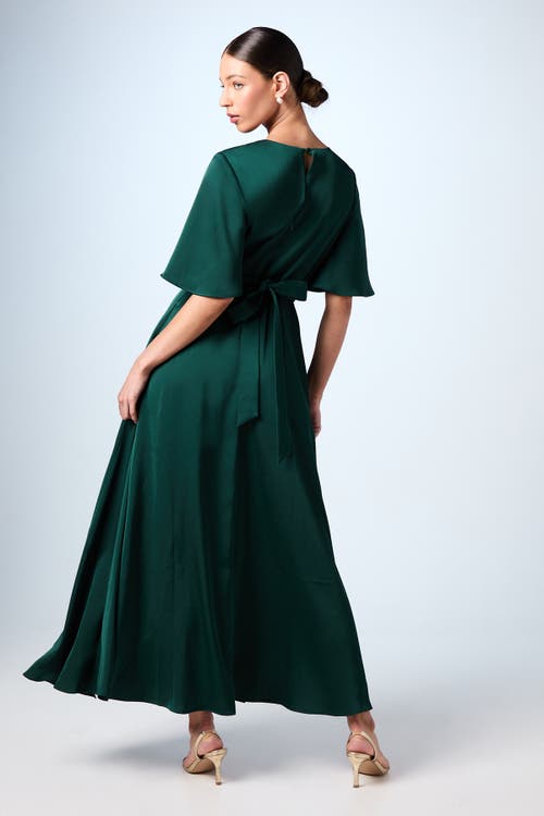 Coast Wrap Satin Maxi Bridesmaids Dress In Green