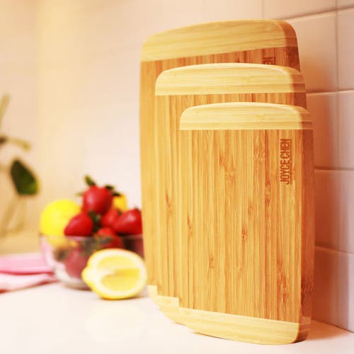 Joyce Chen Burnished 3-pc. Bamboo Cutting Board In Brown