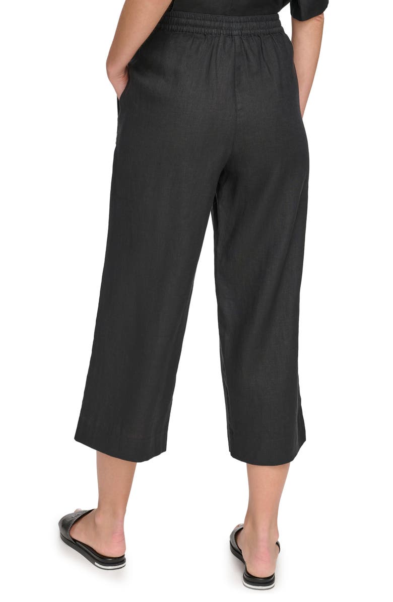 DKNY Drawstring Crop Linen Pants, Alternate, color,