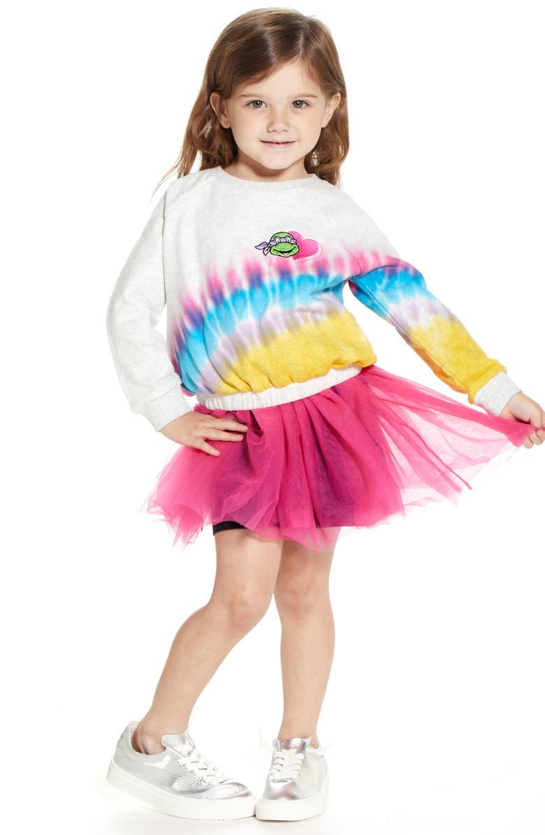 Andy & Evan x Teenage Mutant Ninja Turtles<sup>®</sup> Sweatshirt & Tutu Tank Dress Set, Alternate, color, Pink Multi