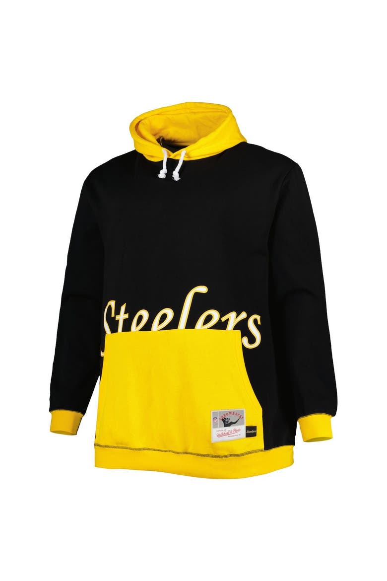 Men's Mitchell & Ness Black/Gold Pittsburgh Steelers Big & Tall Big Face Pullover Hoodie, Alternate, color, Black