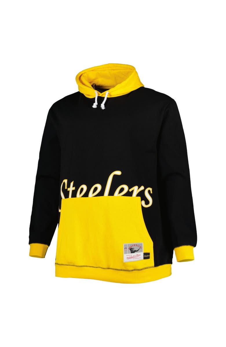 Mitchell & Ness Men's Mitchell & Ness Black/Gold Pittsburgh Steelers Big & Tall Big Face Pullover Hoodie, Alternate, color,
