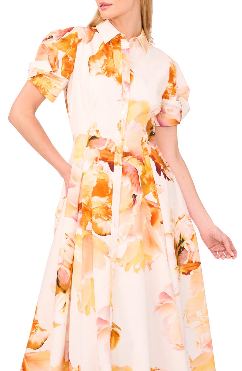 Ted Baker Floral Puff Sleeve Cotton Shirtdress, Alternate, color,