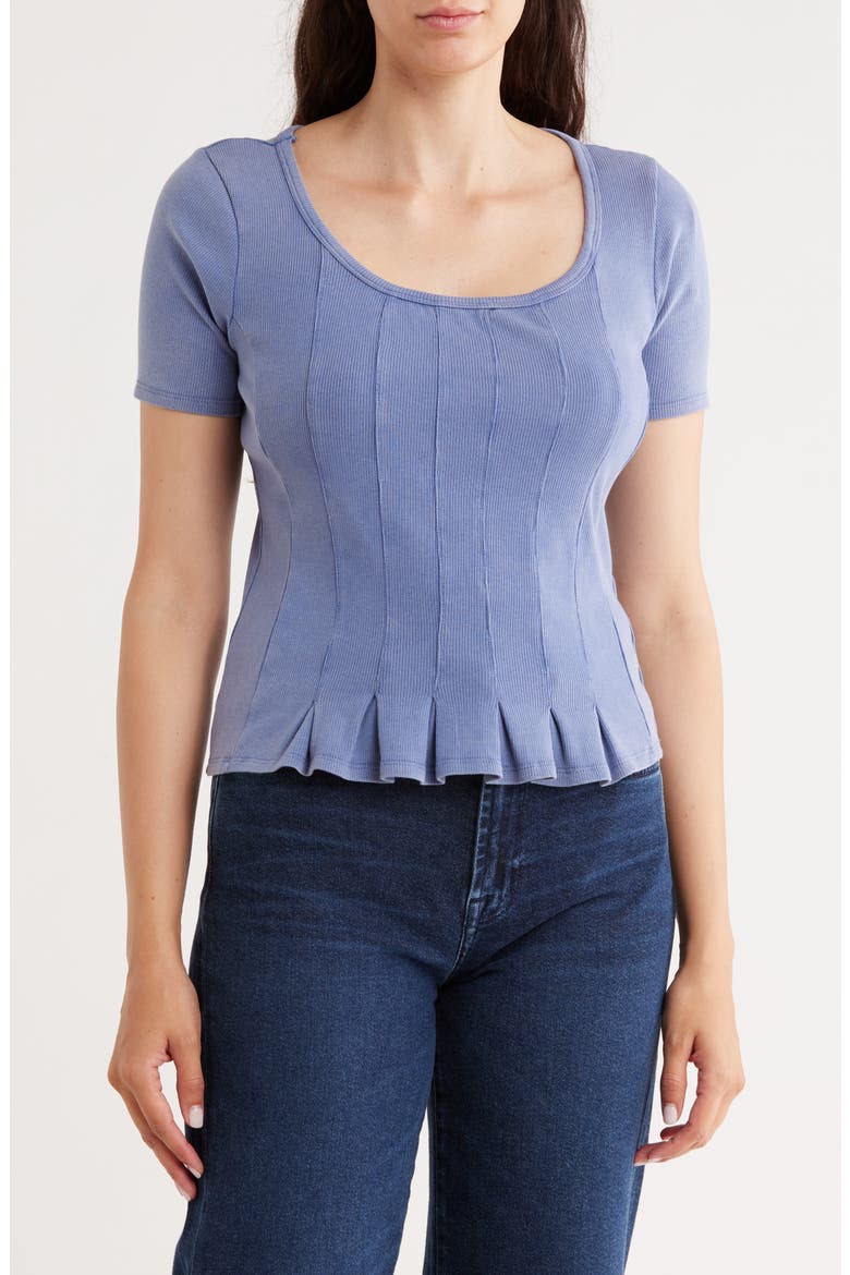Short Sleeve Seamed Top, Main, color, MARLIN
