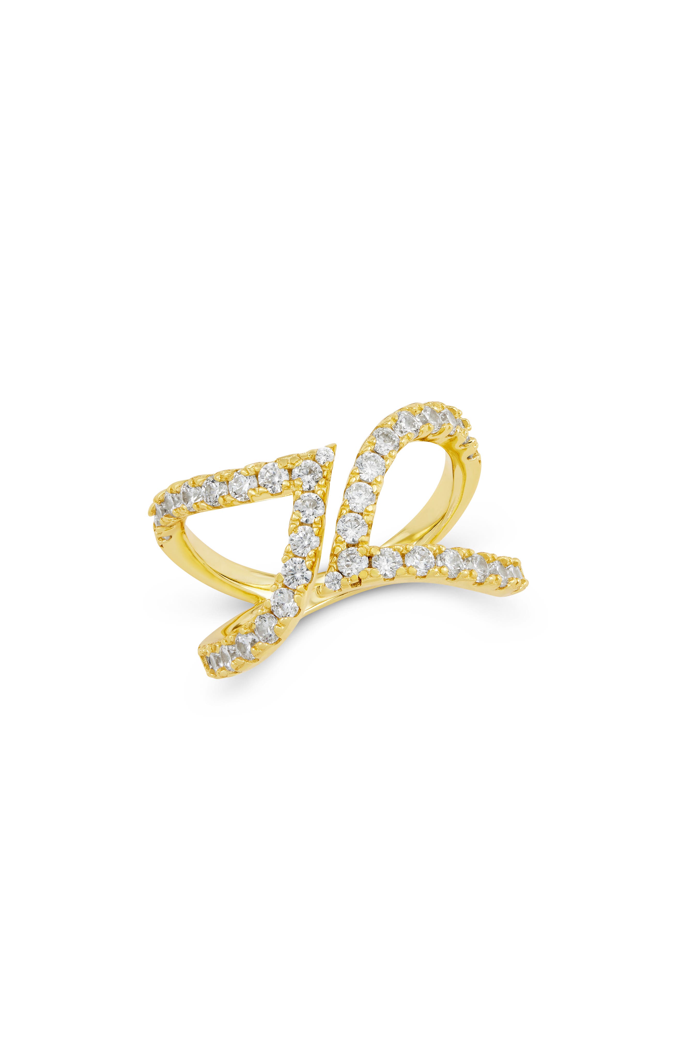 SAVVY CIE JEWELS Cubic Zirconia Leaf Bypass Ring