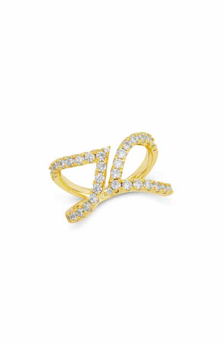 SAVVY CIE JEWELS Cubic Zirconia Leaf Bypass Ring