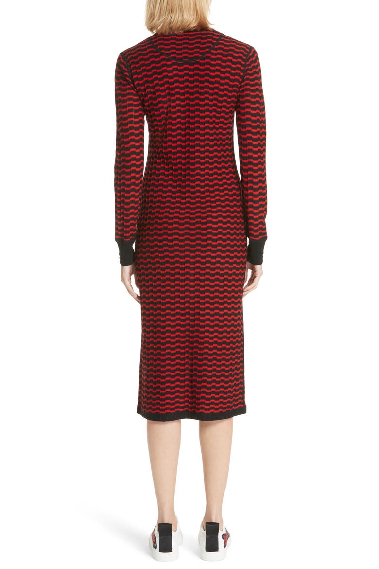 Stripe Wool Sweater-Dress, Alternate, color, BLACK/ RED