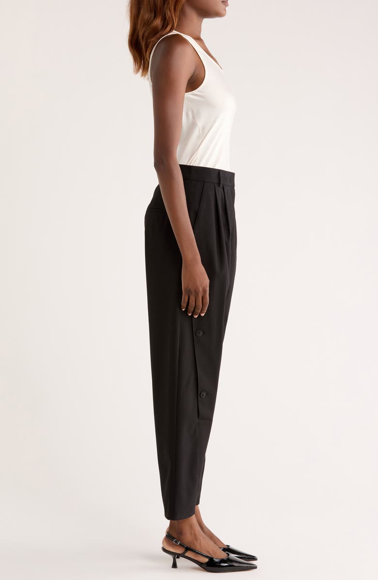 Max Mara Duomo Button Detail Tapered Pants, Alternate, color, Black