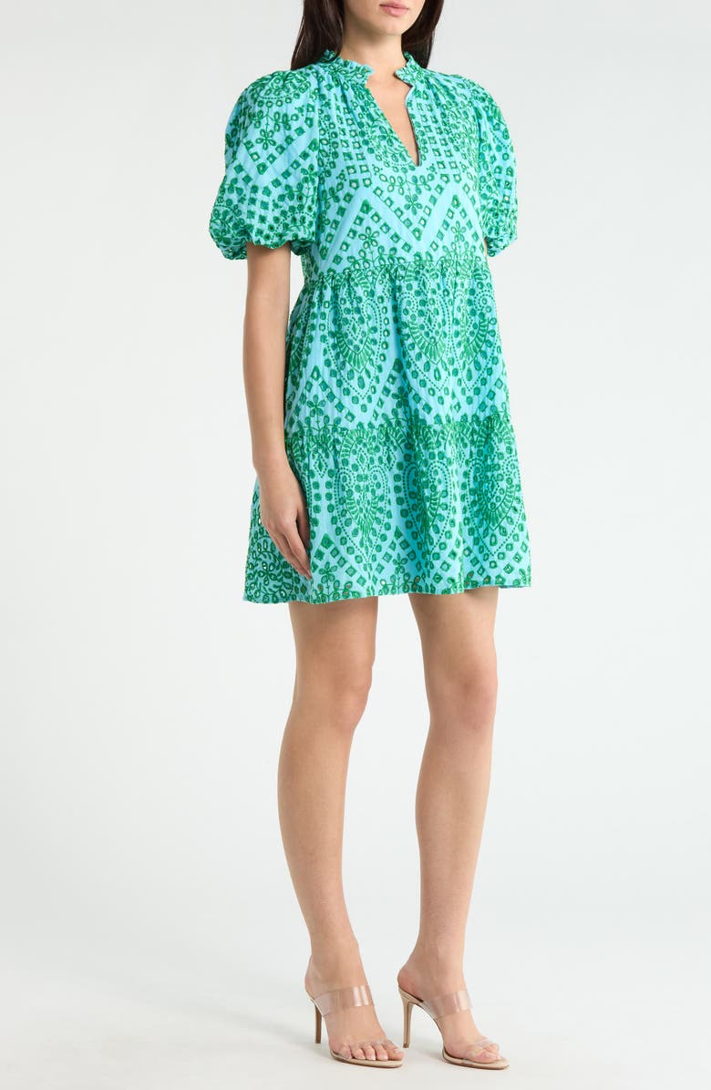 SUGARLIPS At Sea Jacey Eyelet Babydoll Dress, Alternate, color, Blue-Kelly