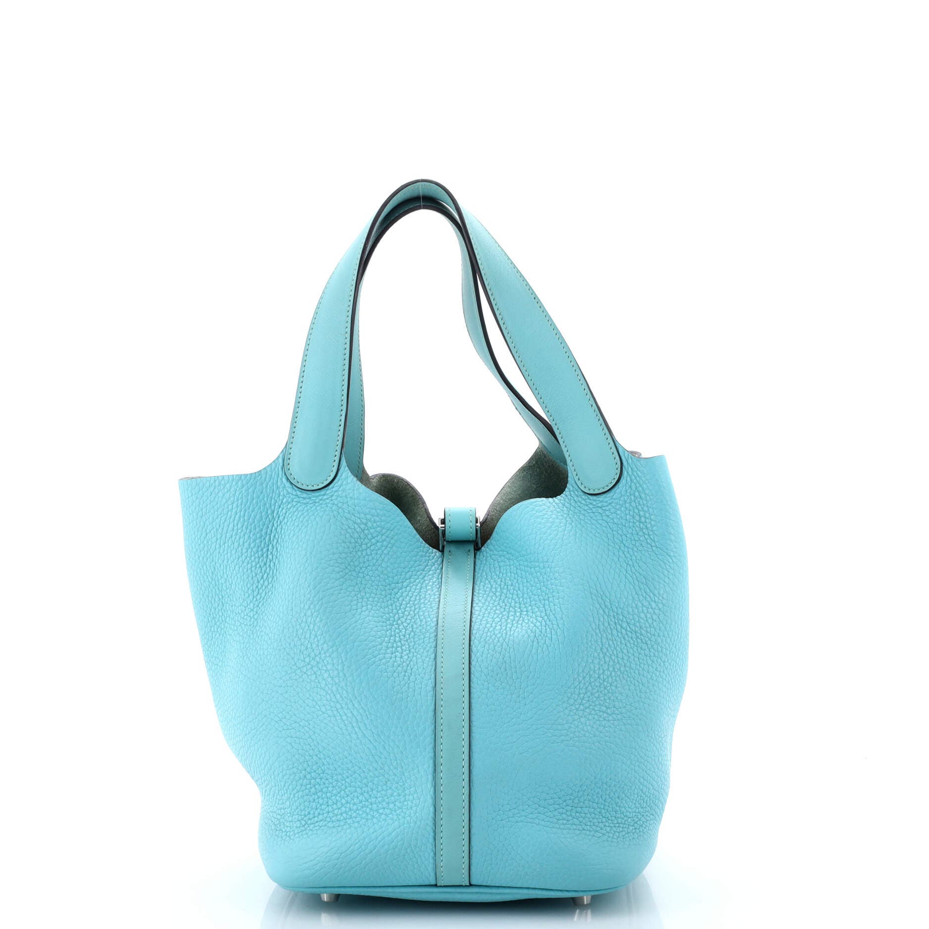 Pre-Owned Hermes Picotin Lock Bag Clemence MM, Alternate, color, Bleu Atoll