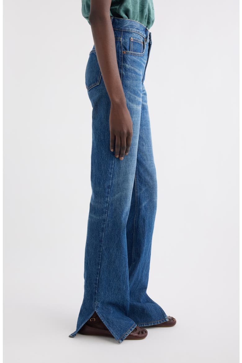 Split Hem Straight Leg Jeans, Alternate, color, FADED INDIGO