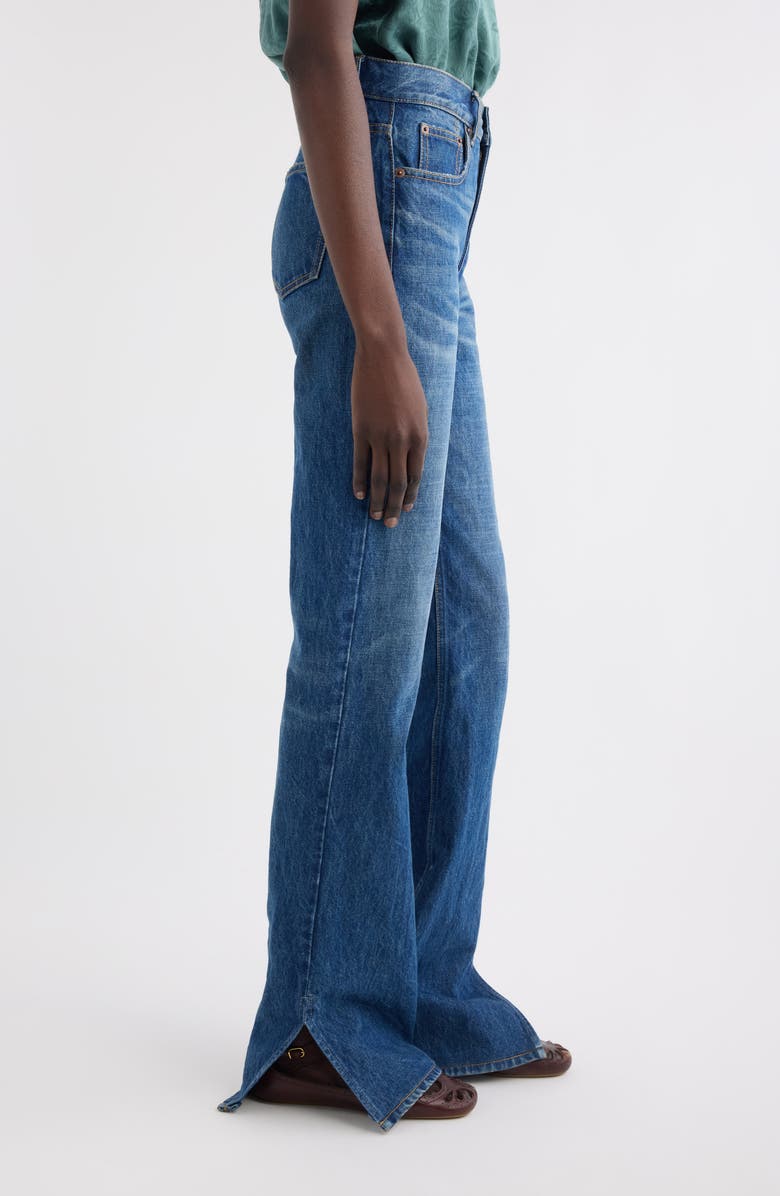 Chloé Split Hem Straight Leg Jeans, Alternate, color, Faded Indigo