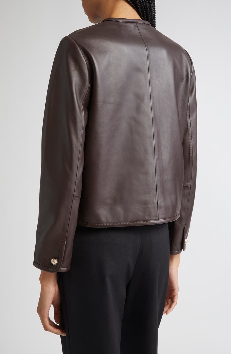 Reiss Gracie Leather Jacket, Alternate, color, Burgundy