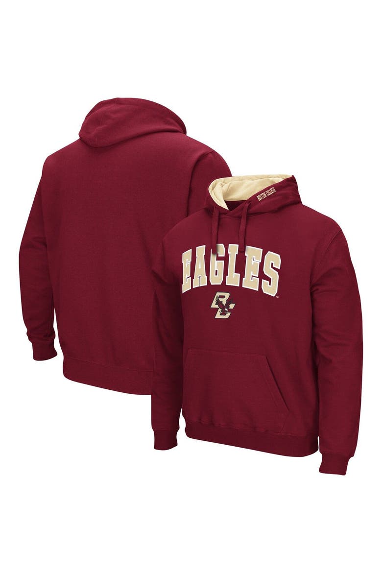 Men's Colosseum Maroon Boston College Eagles Arch and Logo Pullover Hoodie, Main, color, Maroon