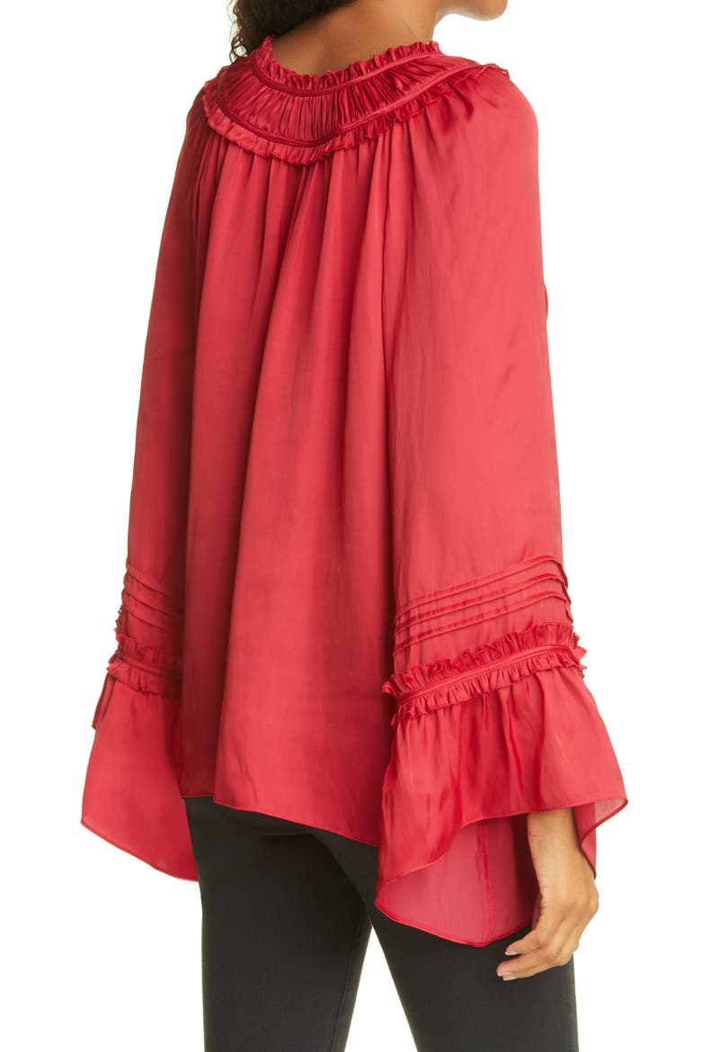 Alex Ruffle Trim Blouse, Alternate, color, TRUE RED