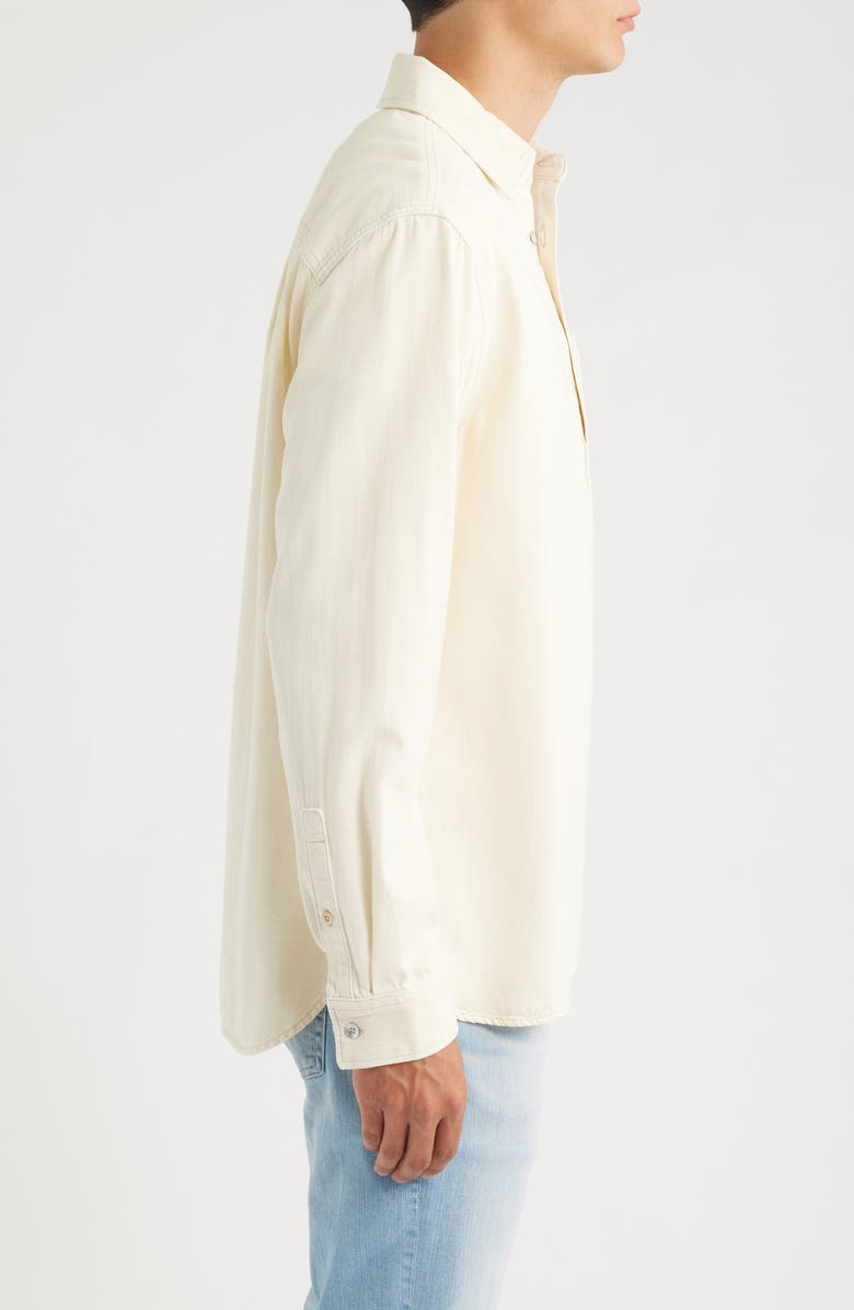 rag & bone Cotton Twill Long Sleeve Polo, Alternate, color, Ecru
