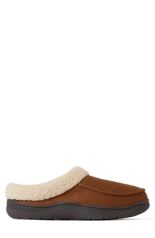 Dearfoams Microsuede Faux Shearling Slipper In Brown