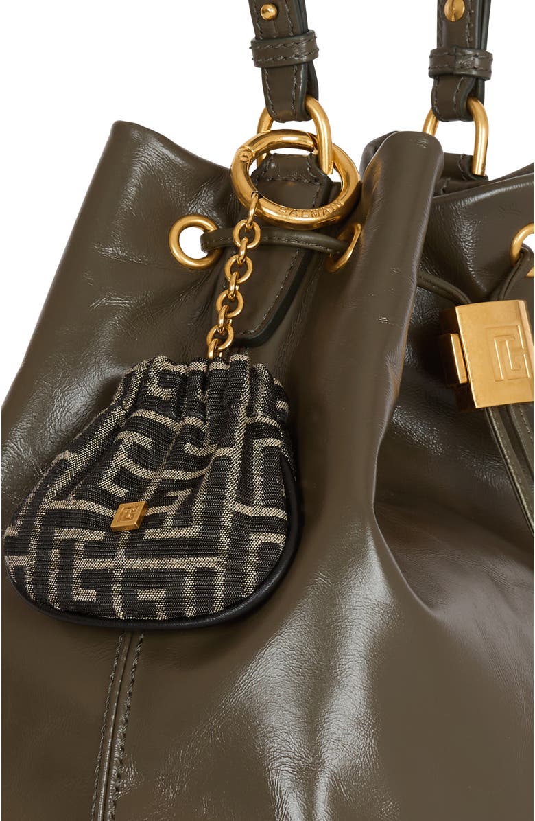 Balmain Pulse monogram jacquard key ring, Alternate, color, Black