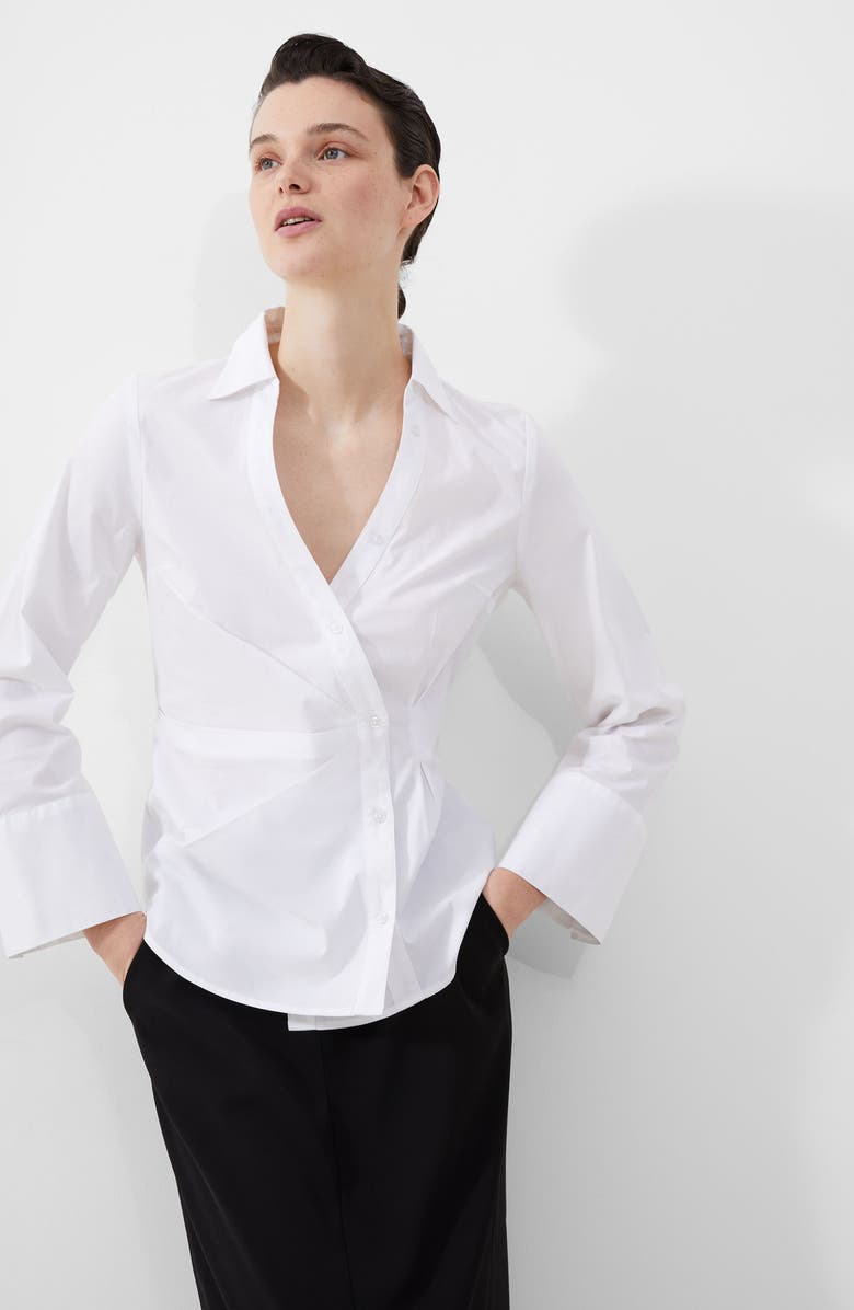 French Connection Isabelle Asymmetric Cotton Shirt, Alternate, color, 